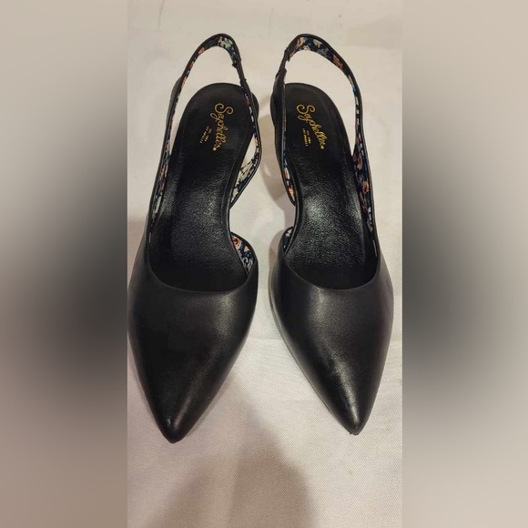 Anthropologie Seychelles Black Brooklyn Slingback Heels 7.5 - Picture 4 of 5